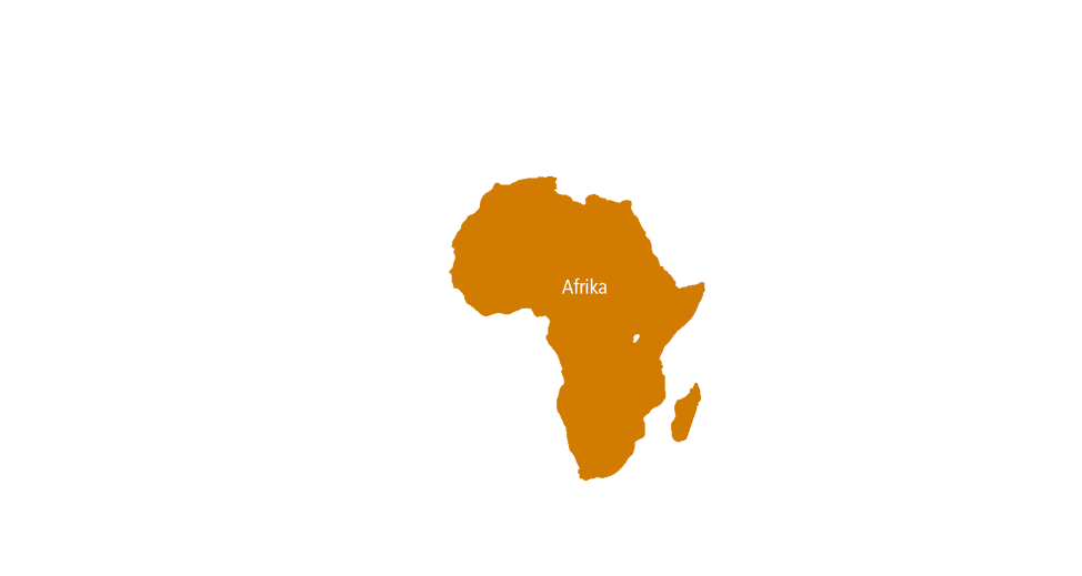 zu sehen ist die Landkarte von Afrika mit unseren Jagdländern